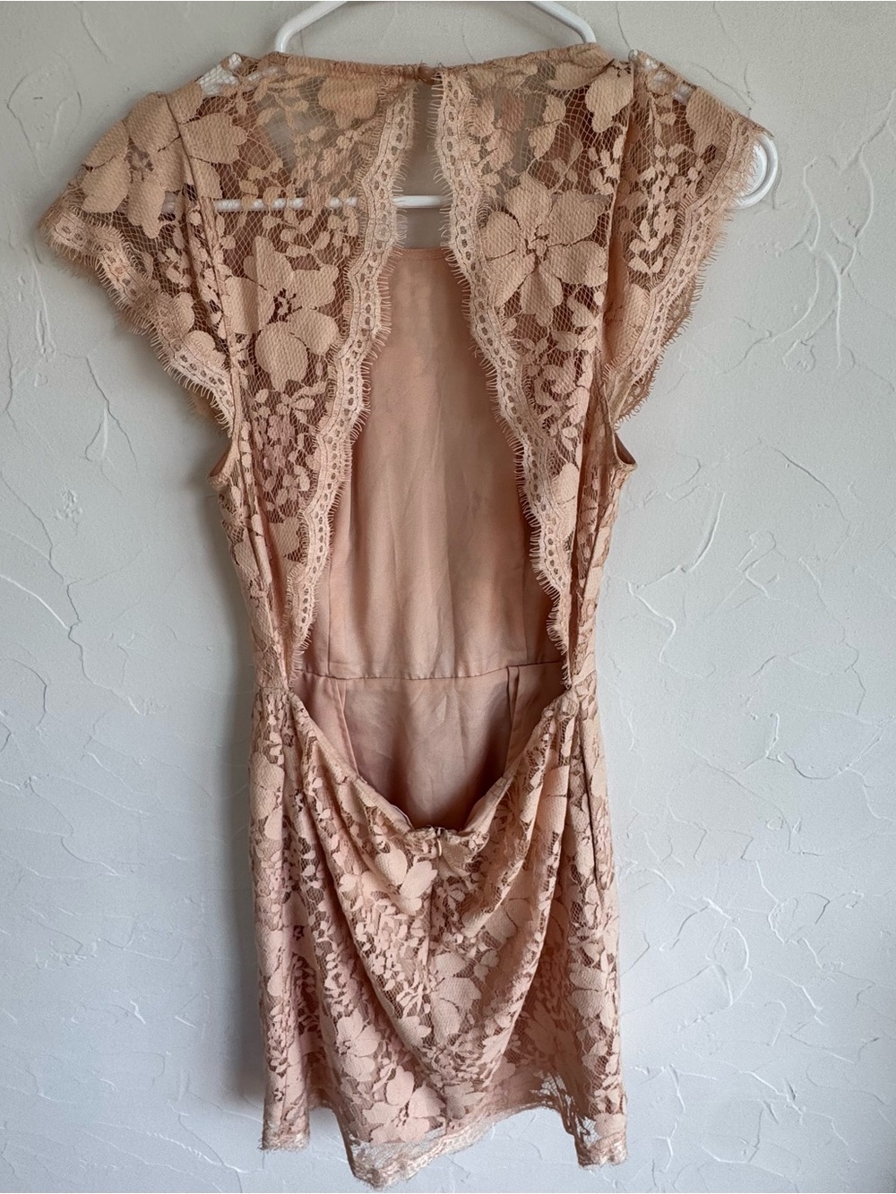 Blush Pink Floral Lace Open Back Mini Dress | BCBGeneration Size 4